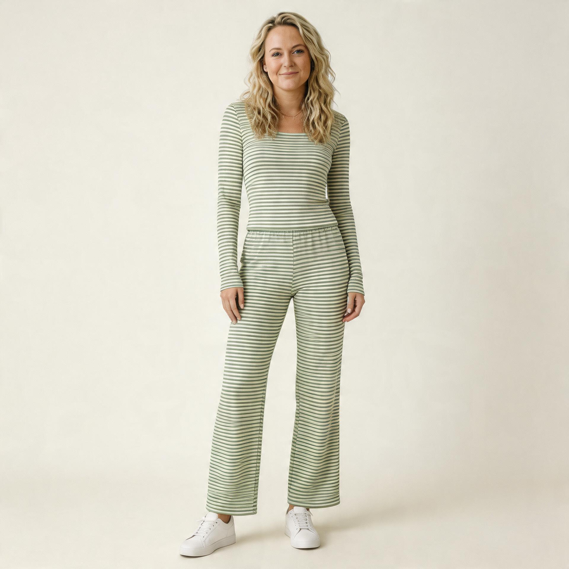 Sunday Stripe Lounge Set-Huggleo-Green-S