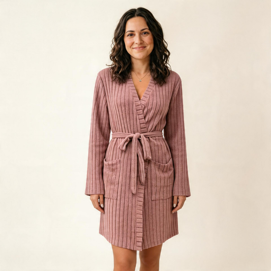 Quiet Ribbed Robe-Huggleo-S-