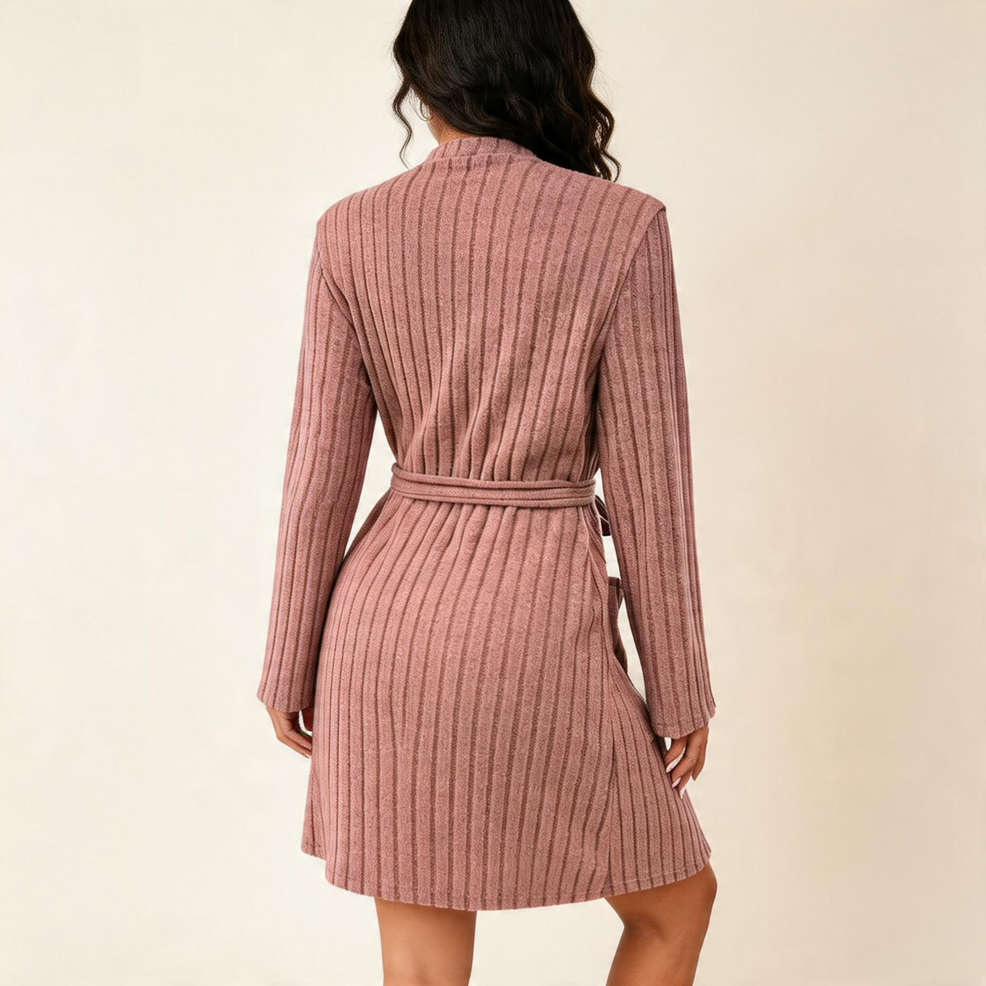 Quiet Ribbed Robe-Huggleo-