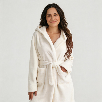Cozy Nursing Robe-Huggleo-White-S
