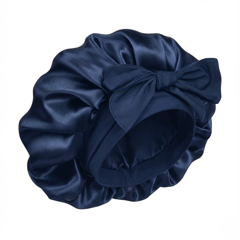 Lullaby Silk Sleep Bonnet-Huggleo-Navy Blue-