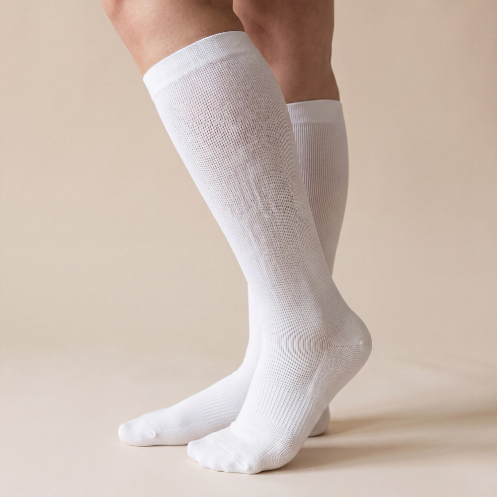Calm Compression Socks-Huggleo-White-2XL