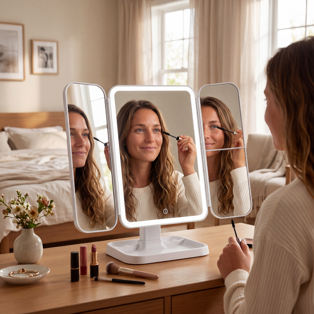 Glow Tri Fold Mirror-Huggleo-
