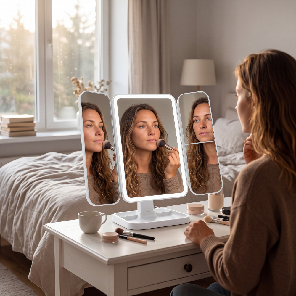 Glow Tri Fold Mirror-Huggleo-