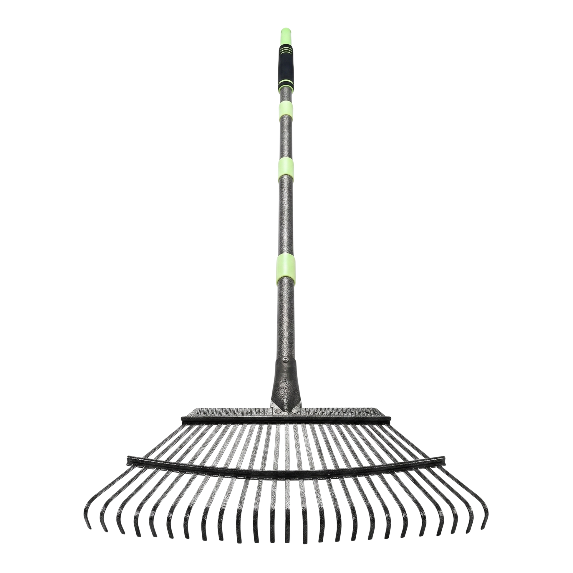 Adjustable 25-Tine Steel Garden Leaf Rake with Extendable Handle