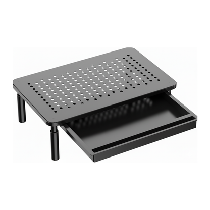 Adjustable Monitor Stand with Under-Desk Storage and Ventilated Platform