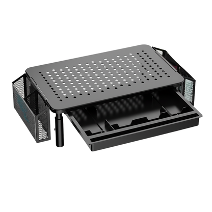 Adjustable Monitor Stand with Under-Desk Storage and Ventilated Platform