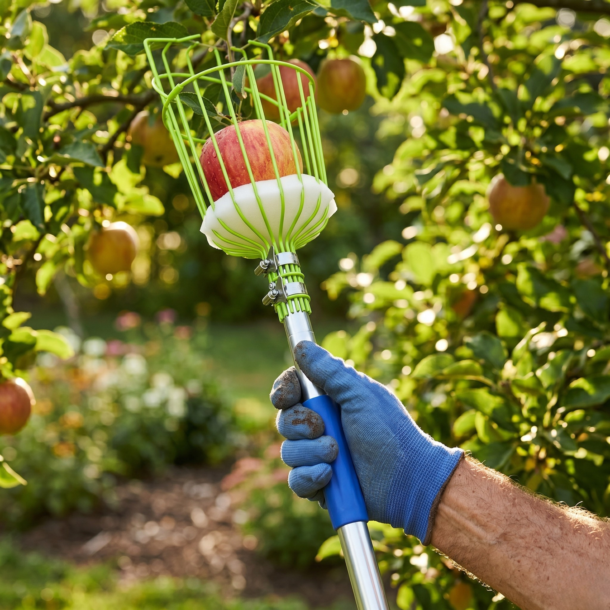 Adjustable Stainless Steel Fruit Picker Pole with Basket Claw