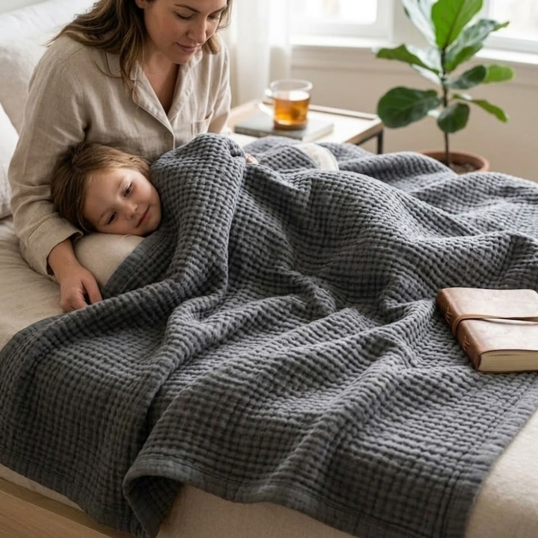 All Season Breathable Muslin Cotton Blanket for Sofa Bed and Travel