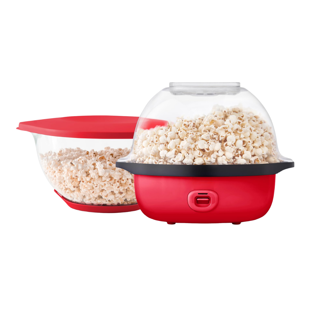 Automatic Stirring Popcorn Maker with Butter Tray and Serving Bowl