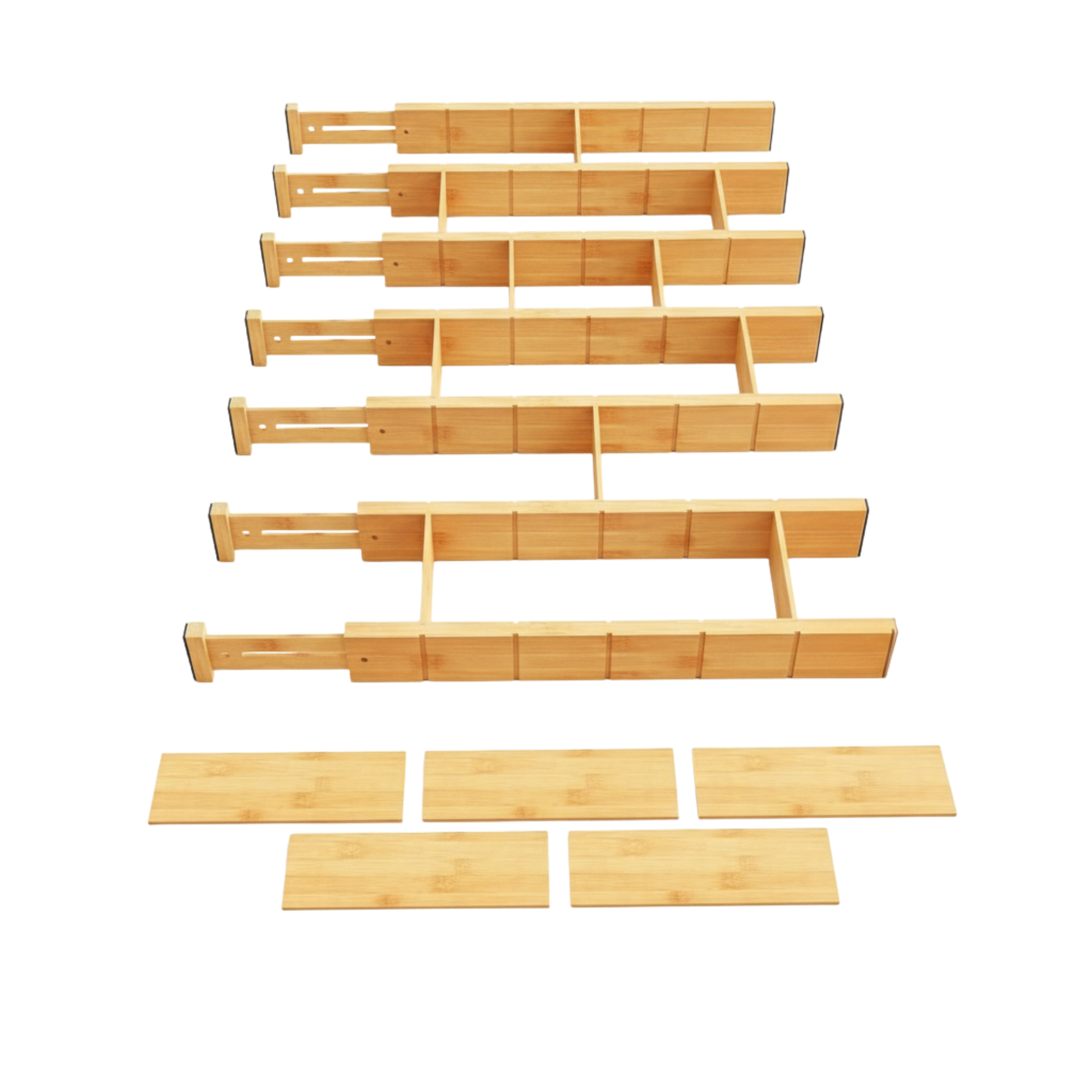 Bamboo Drawer Dividers with Inserts & Labels, Adjustable Organizers