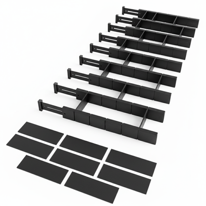 Bamboo Drawer Dividers with Inserts & Labels, Adjustable Organizers