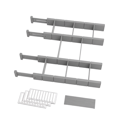 Bamboo Drawer Dividers with Inserts & Labels, Adjustable Organizers