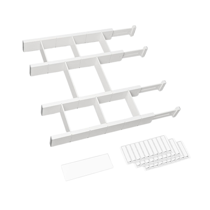 Bamboo Drawer Dividers with Inserts & Labels, Adjustable Organizers