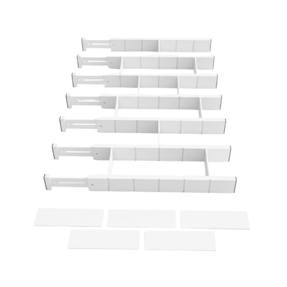 Bamboo Drawer Dividers with Inserts & Labels, Adjustable Organizers