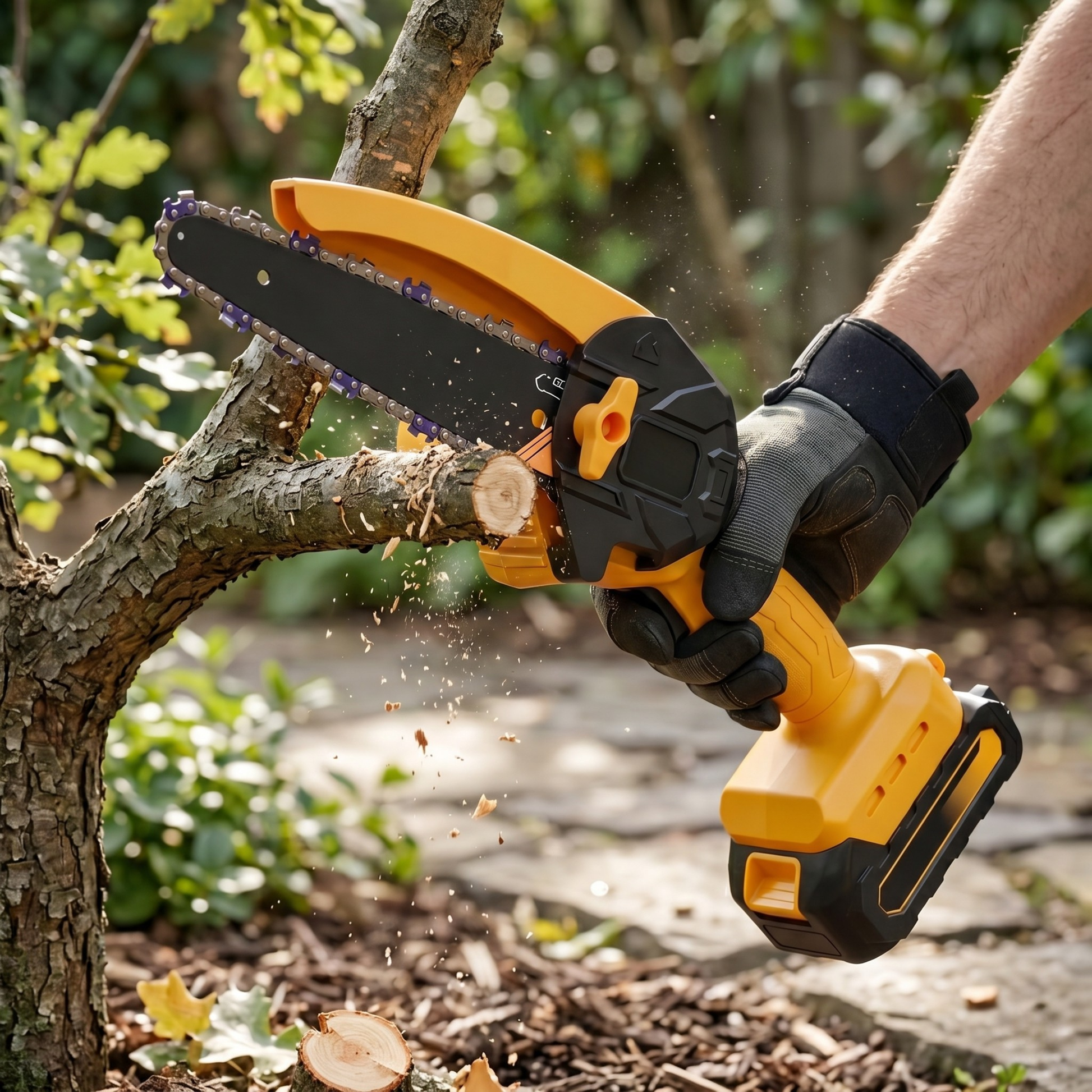 Battery Powered Mini Chainsaw for Tree Branch Cutting Tool Set