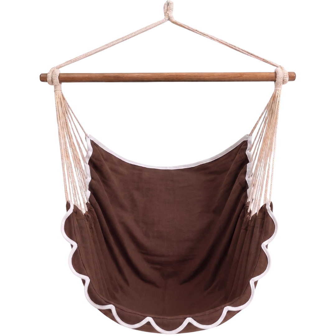 Canvas Hammock Chair Swing with Steel Bar for Patio and Garden