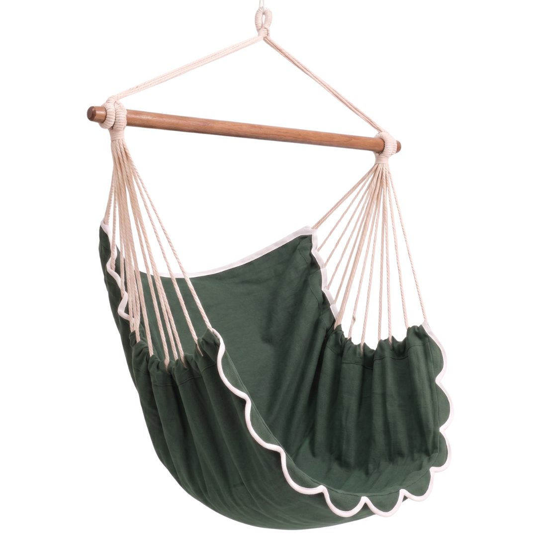 Canvas Hammock Chair Swing with Steel Bar for Patio and Garden
