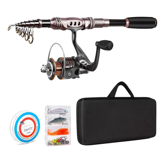 Carbon Fiber Telescopic Rod and Reel Combo Set with Accessories
