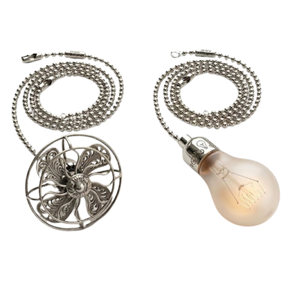 Ceiling Fan Pull Chain Set with Vintage Look Pendants and Metal Chain