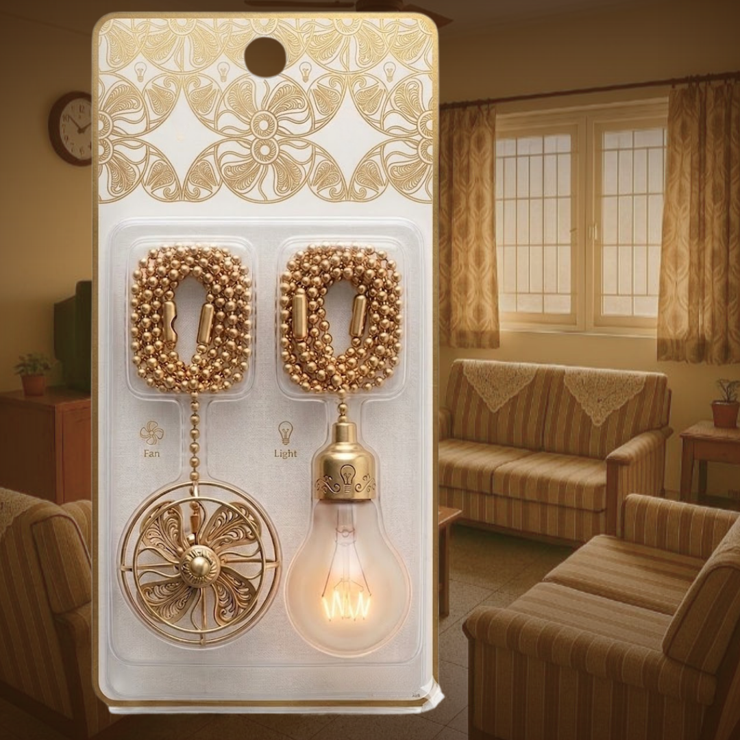 Ceiling Fan Pull Chain Set with Vintage Look Pendants and Metal Chain