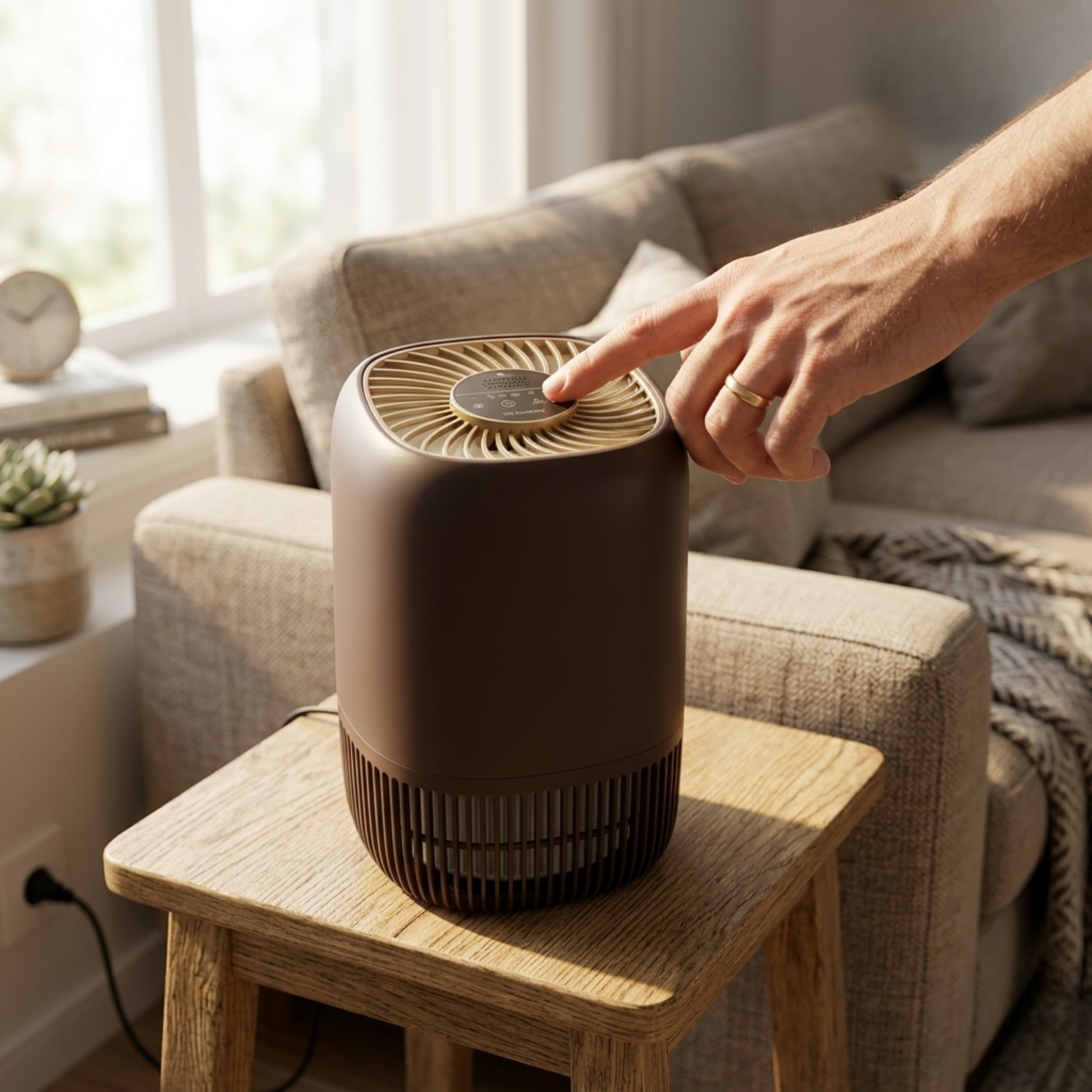 Compact HEPA Air Purifier with 360° Intake and Timer Control