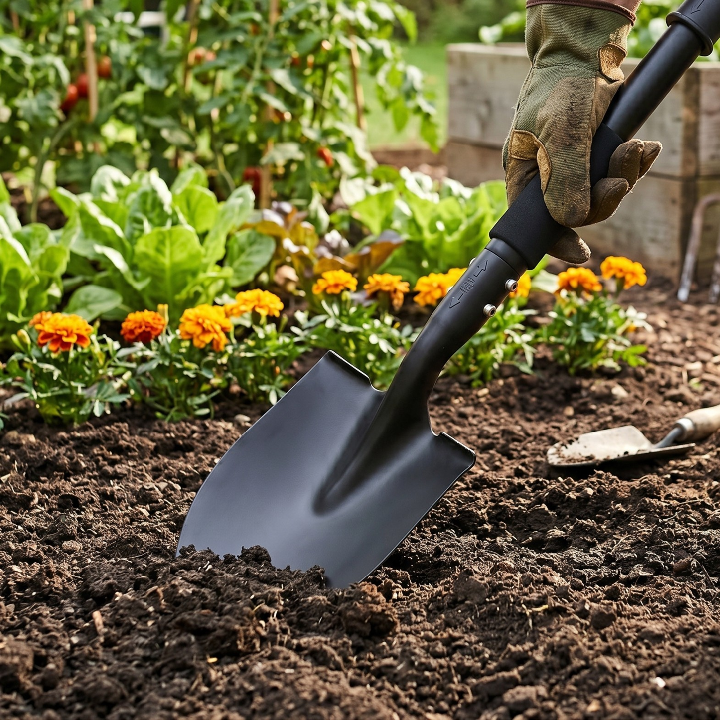 Compact Metal Digging Shovel for Garden, Camping, and Yard Work