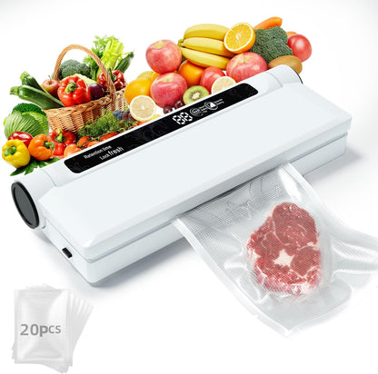 Compact Vacuum Sealer with Strong Suction & 20 Food Storage Bags