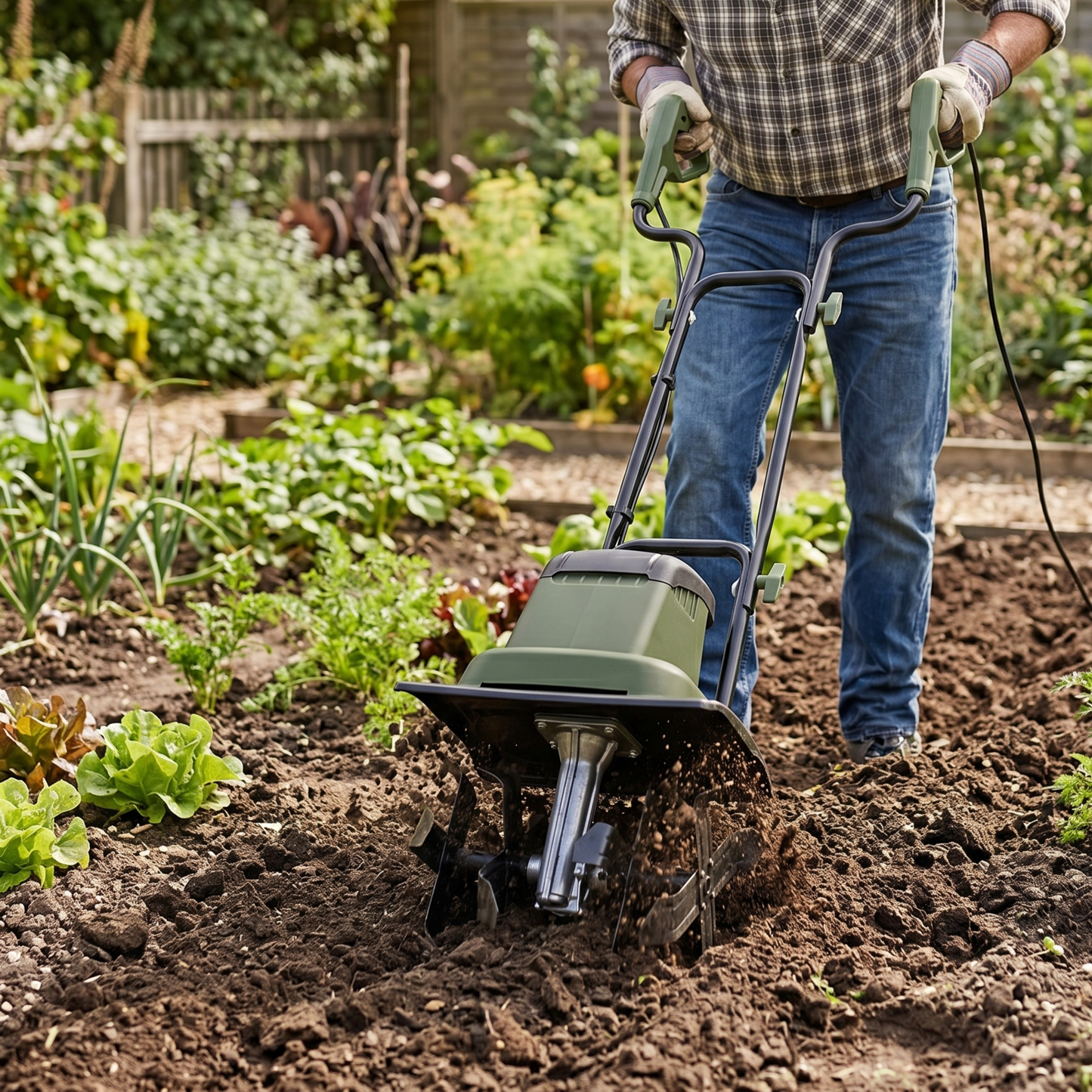 Corded AC Garden Tiller Cultivator 10.5 Amp Soil Rotating System