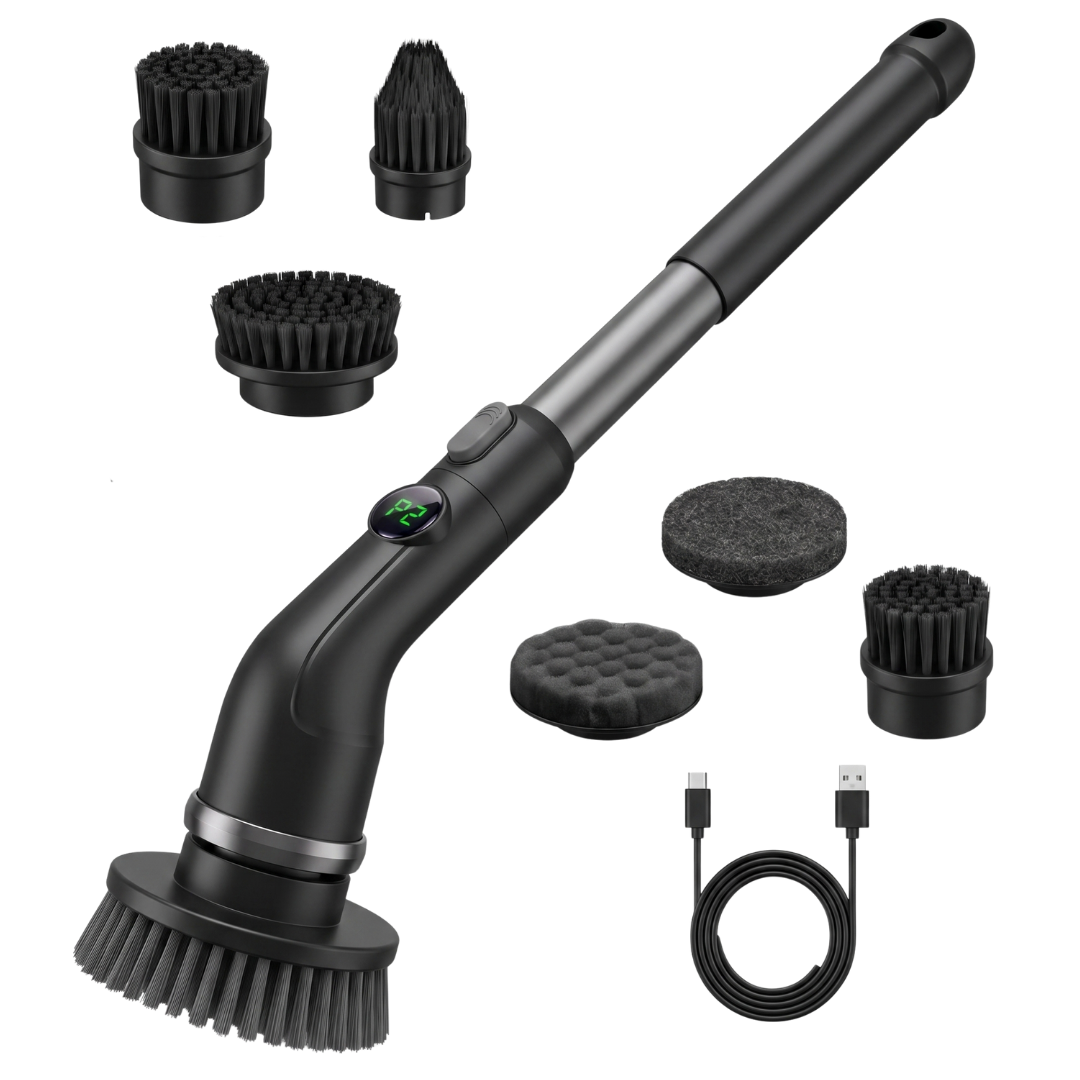 Cordless Electric Spin Scrubber with 7 Heads and Extendable Handle