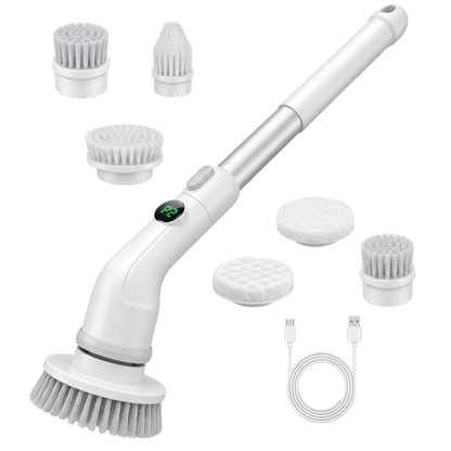 Cordless Electric Spin Scrubber with 7 Heads and Extendable Handle