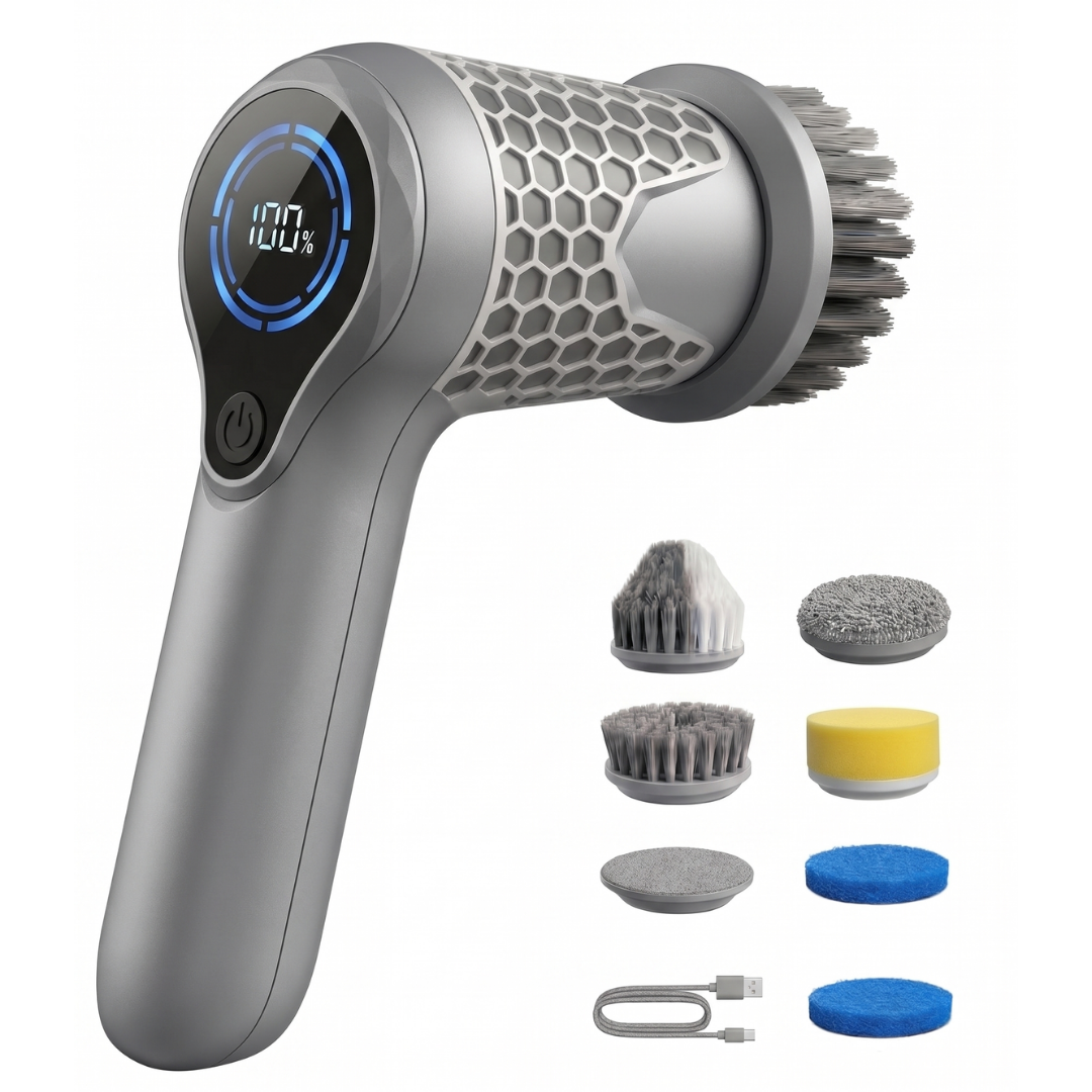 Cordless Electric Spin Scrubber with Brush Heads and 2 Speeds