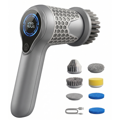 Cordless Electric Spin Scrubber with Brush Heads and 2 Speeds