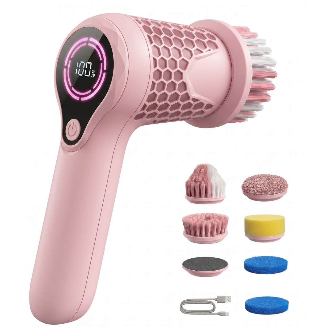 Cordless Electric Spin Scrubber with Brush Heads and 2 Speeds