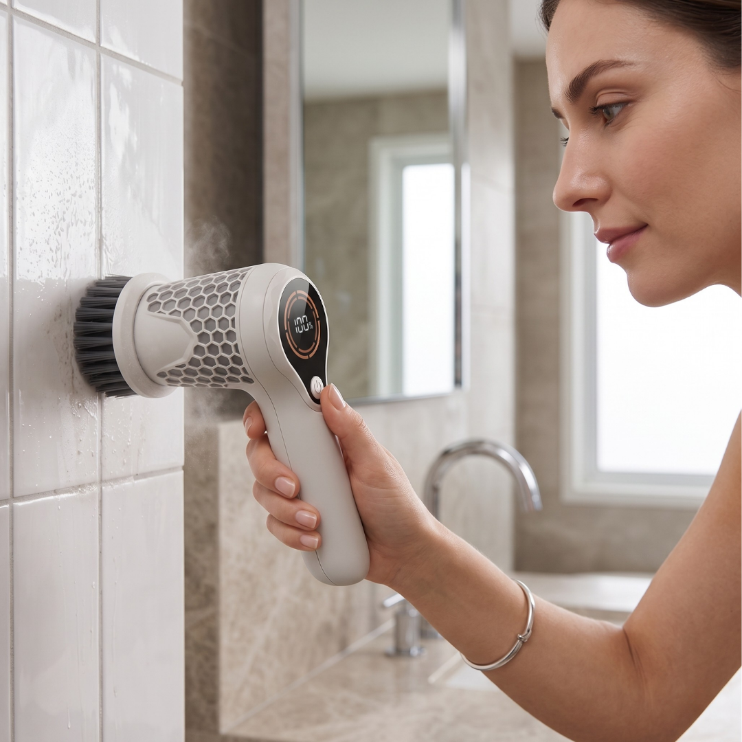 Cordless Electric Spin Scrubber with Brush Heads and 2 Speeds
