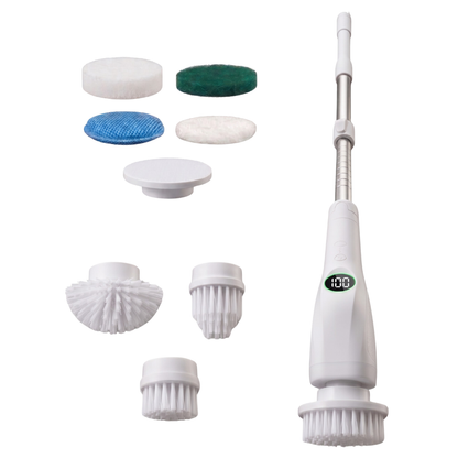 Cordless Spin Scrubber with 8 Brush Heads and Adjustable Handle