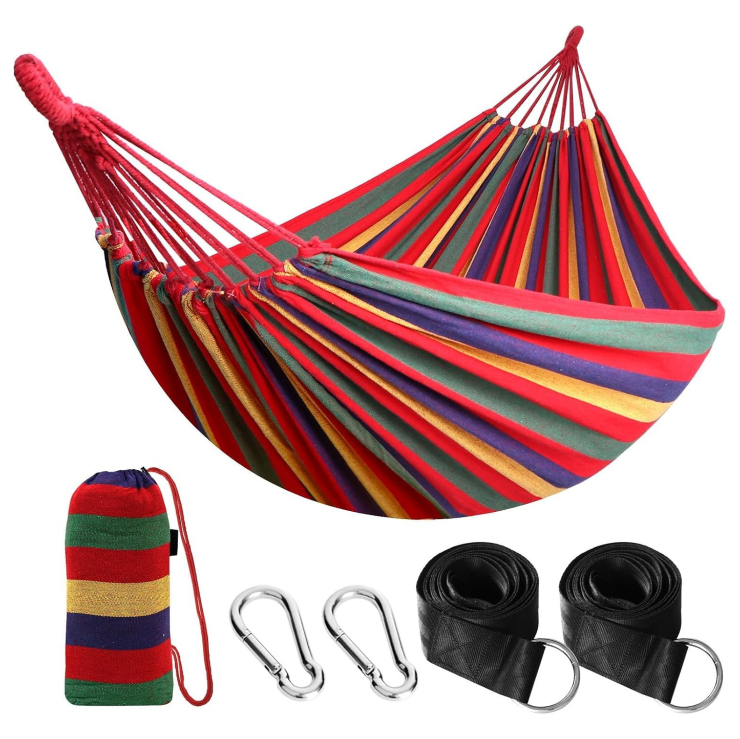 Cotton Camping Hammock with Tree Straps 660lb Capacity Portable