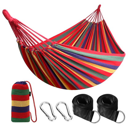 Cotton Camping Hammock with Tree Straps 660lb Capacity Portable