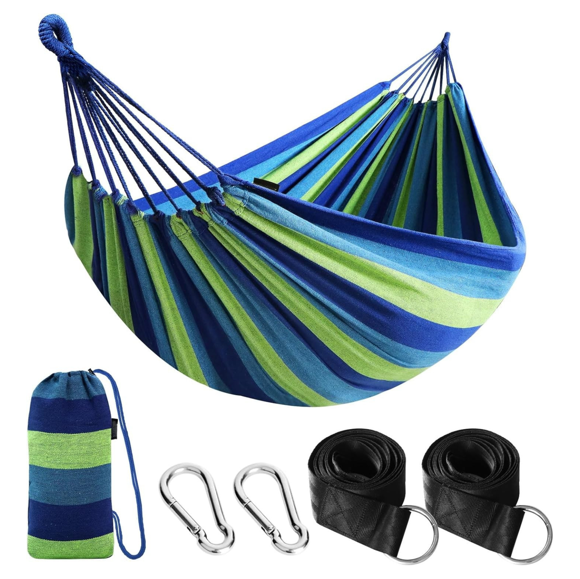 Cotton Camping Hammock with Tree Straps 660lb Capacity Portable