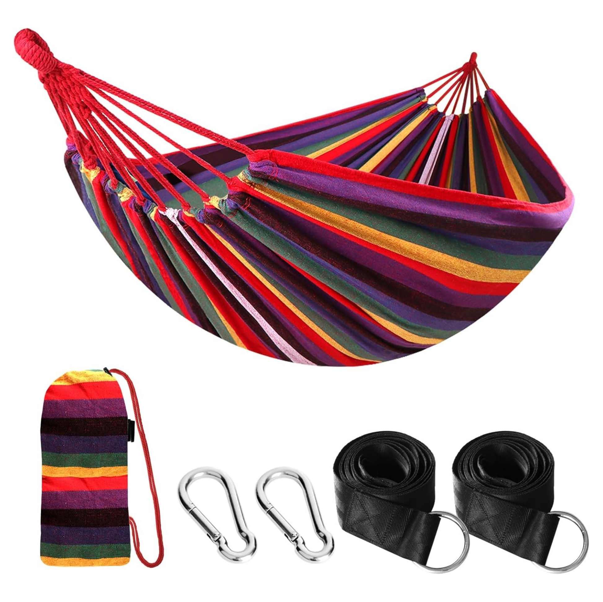 Cotton Camping Hammock with Tree Straps 660lb Capacity Portable
