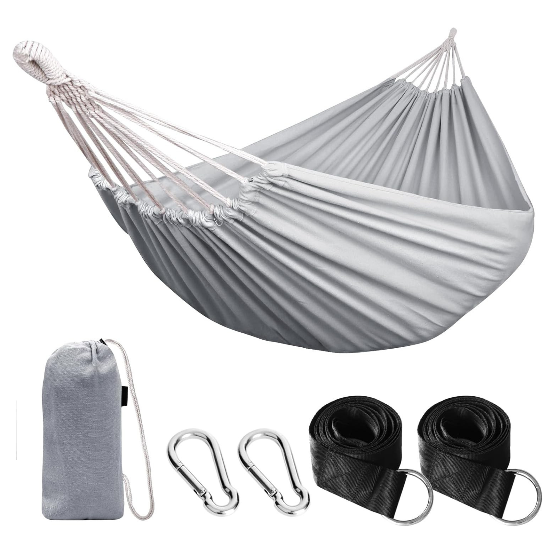 Cotton Camping Hammock with Tree Straps 660lb Capacity Portable