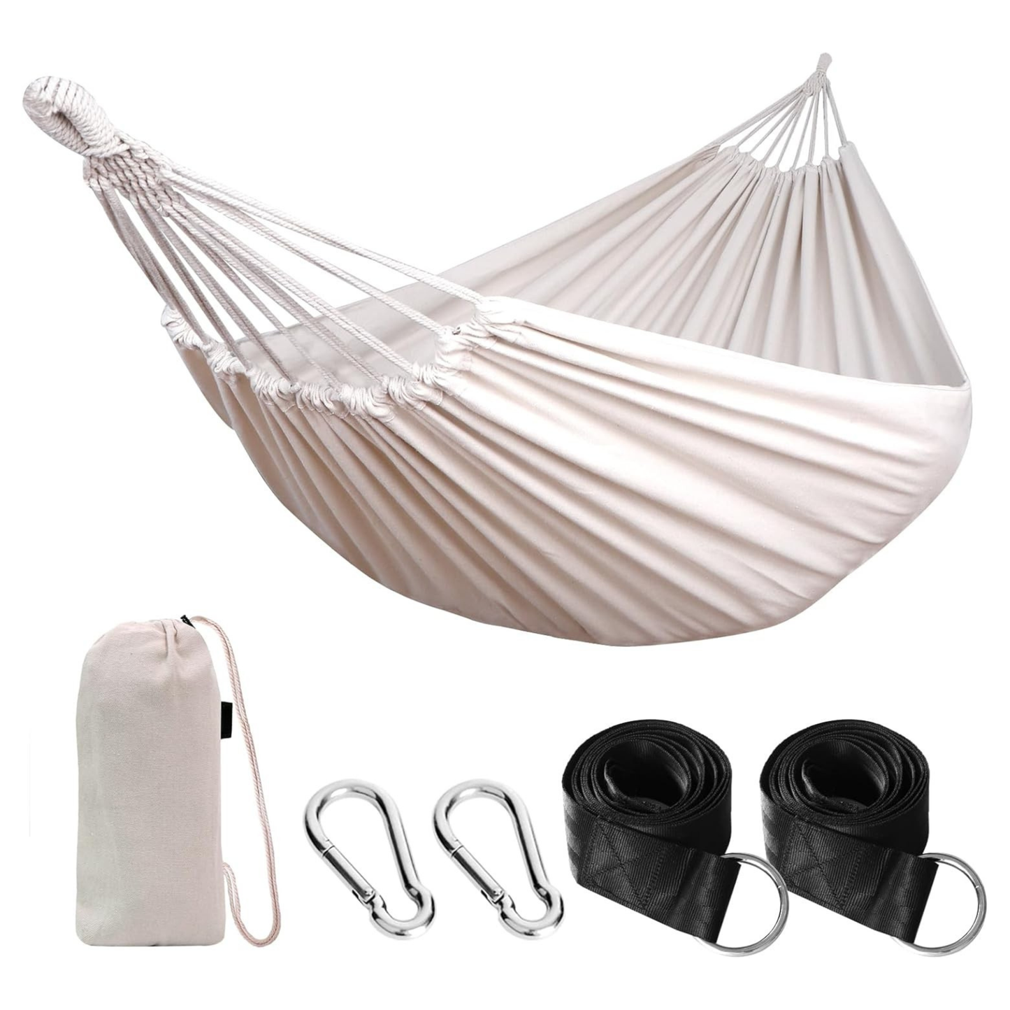 Cotton Camping Hammock with Tree Straps 660lb Capacity Portable