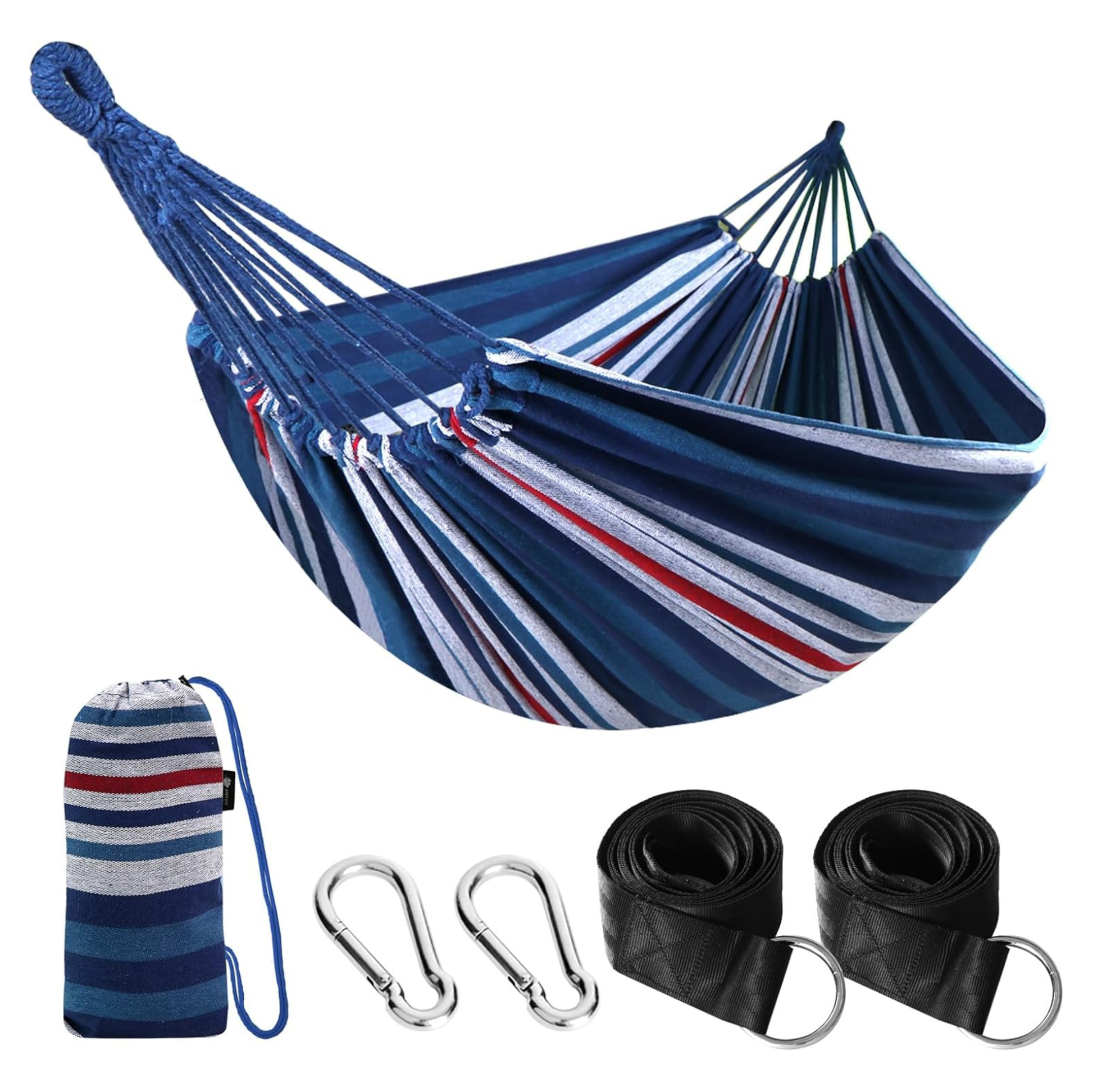 Cotton Camping Hammock with Tree Straps 660lb Capacity Portable