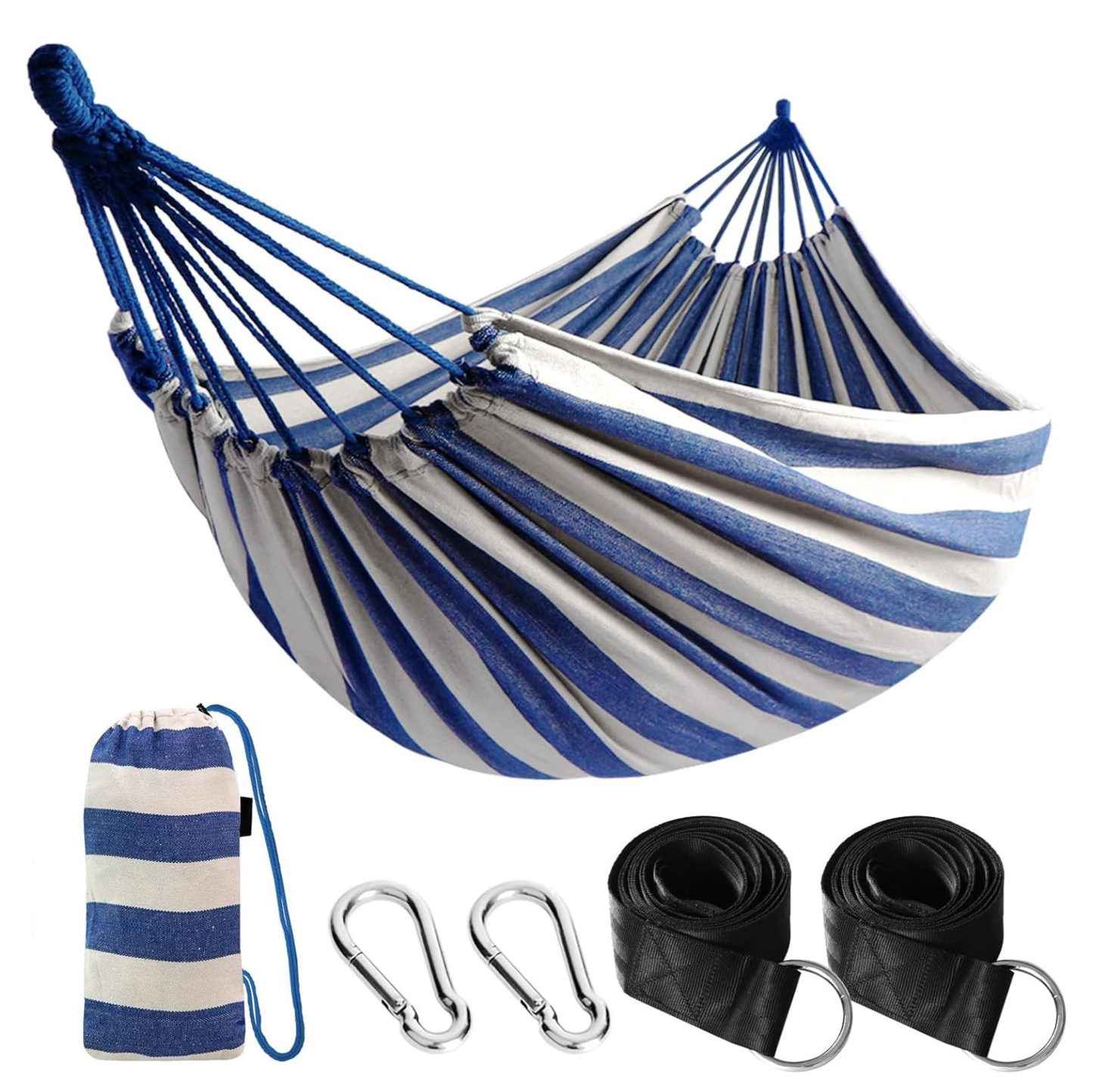 Cotton Camping Hammock with Tree Straps 660lb Capacity Portable