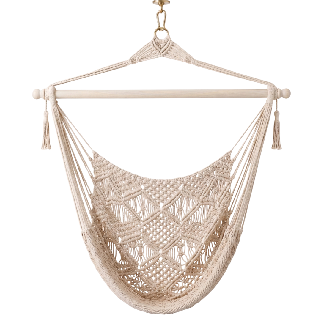 Cotton Rope Hammock Chair With 40 Inch Hardwood Spreader Bar