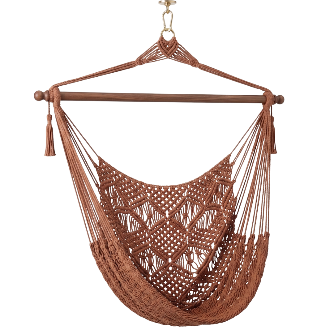 Cotton Rope Hammock Chair With 40 Inch Hardwood Spreader Bar