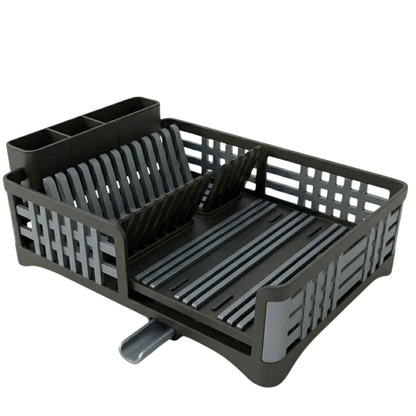 Countertop Dish Drying Rack with Drain Tray and Utensil Holder