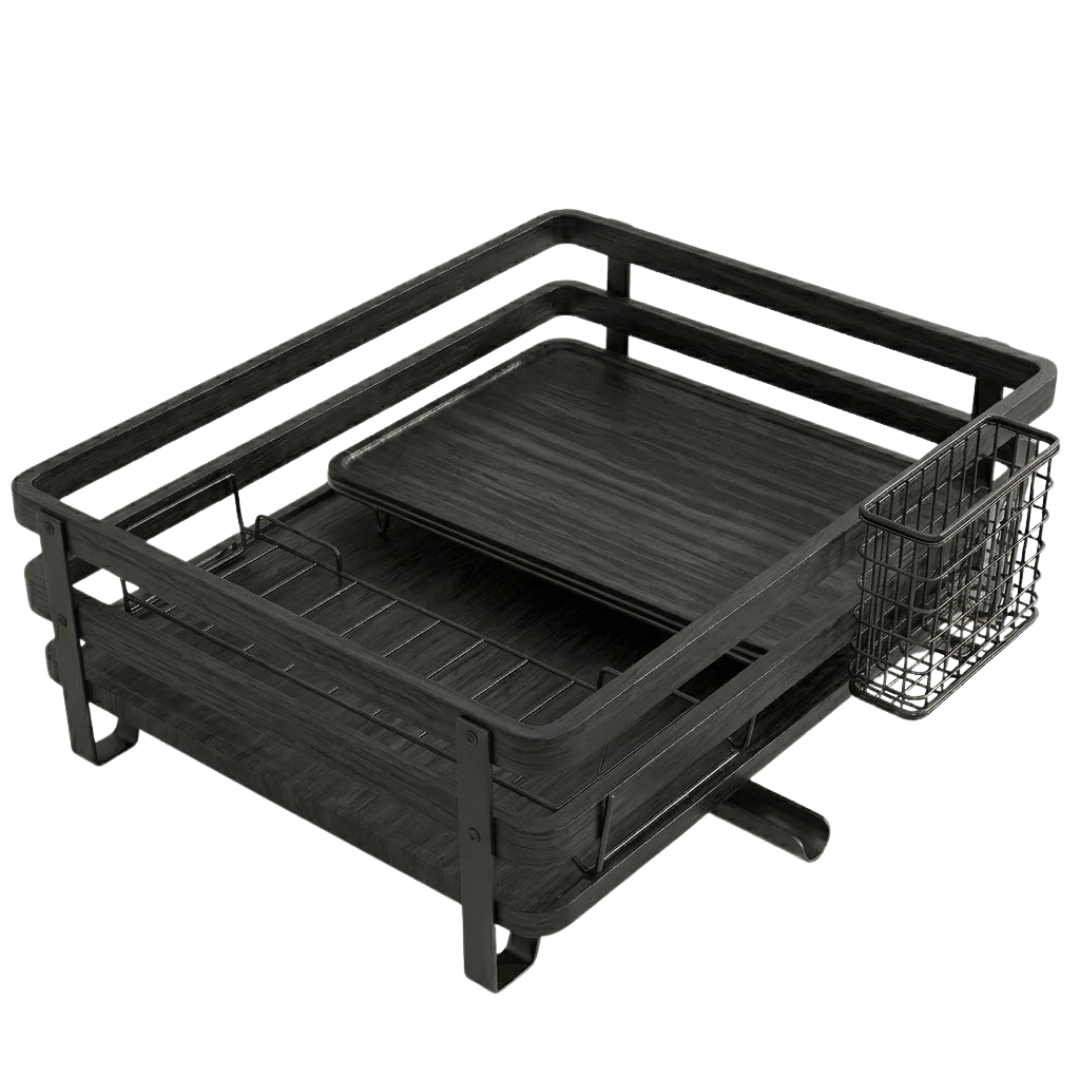 Countertop Dish Drying Rack with Utensils Holder and Drain Tray