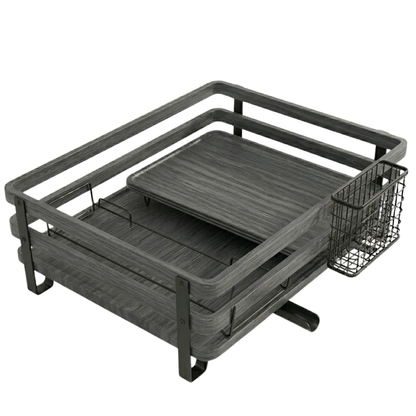 Countertop Dish Drying Rack with Utensils Holder and Drain Tray