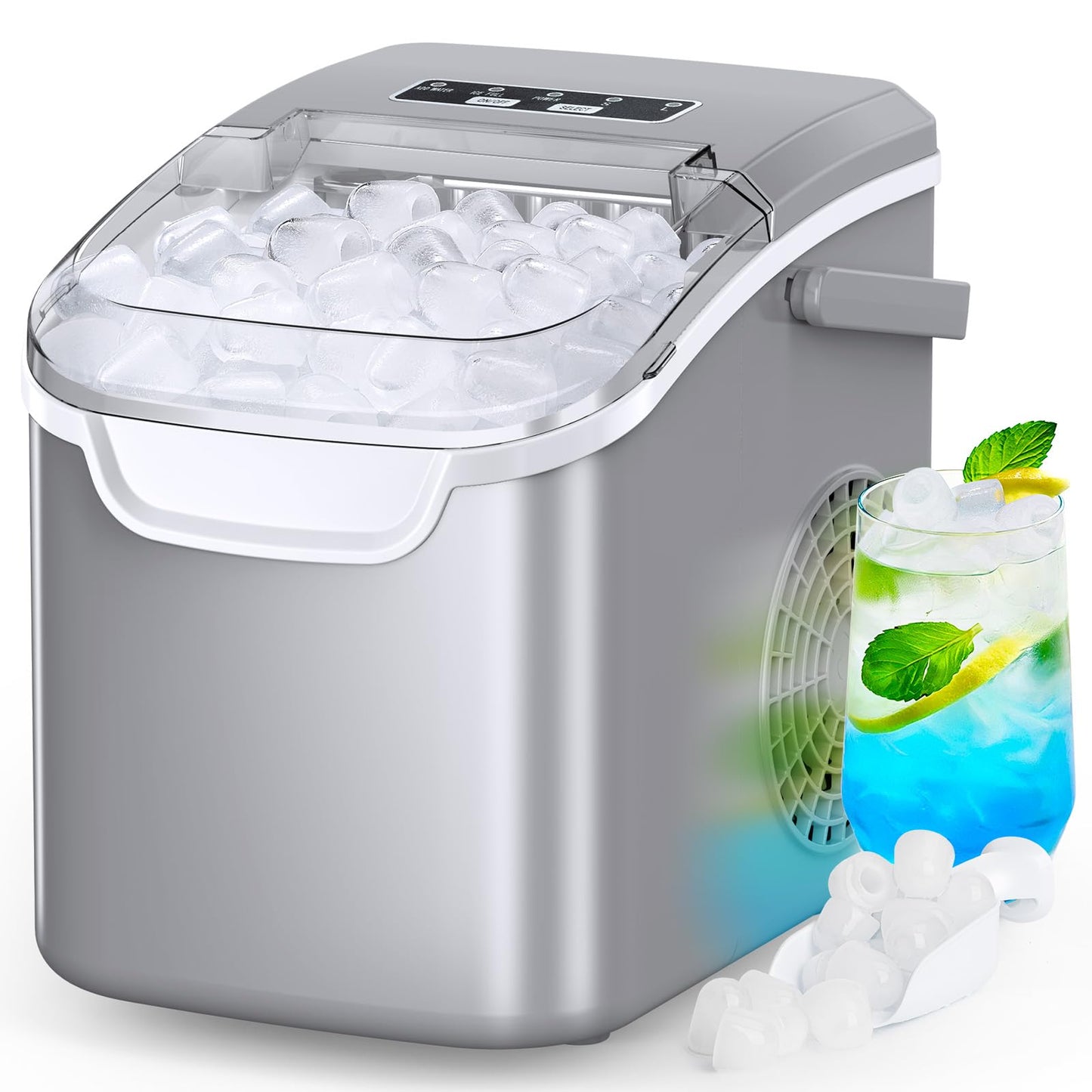 Countertop Ice Maker with Self-Cleaning and 26.5 lb Daily Capacity